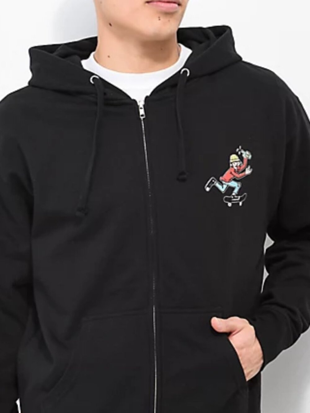 Empyre black full zip push skate hoodie size medium streetwear, Indie sleeze